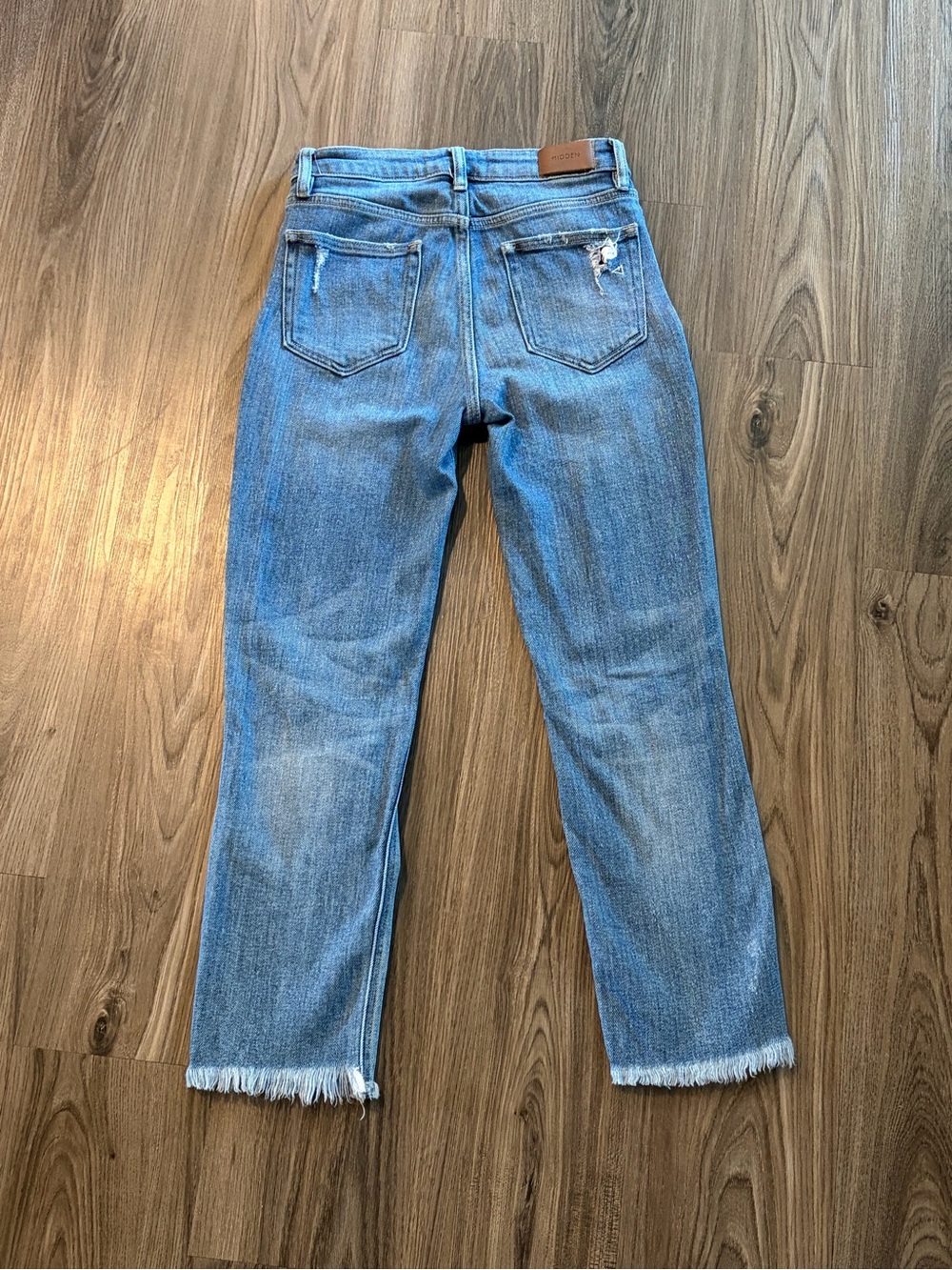 Hidden Distressed Raw Hem Denim Jeans